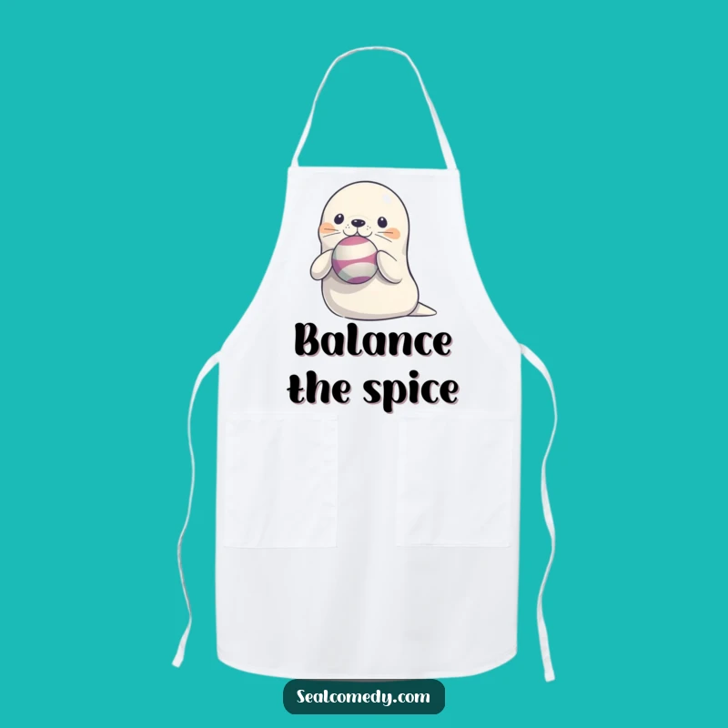 Funny Seal Balancing Ball Apron: Kitchen Wear with a Juggling Sea Mammal - Chef's Gift!
