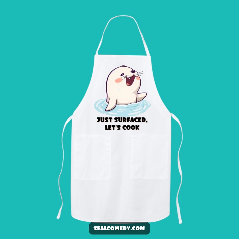 Funny Eager Seal Apron: Cook with Joy - Hilarious Kitchen Fun & Funny Gift!