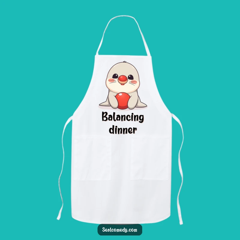 Funny Seal Balancing Chef Apron - Cook with Skill!