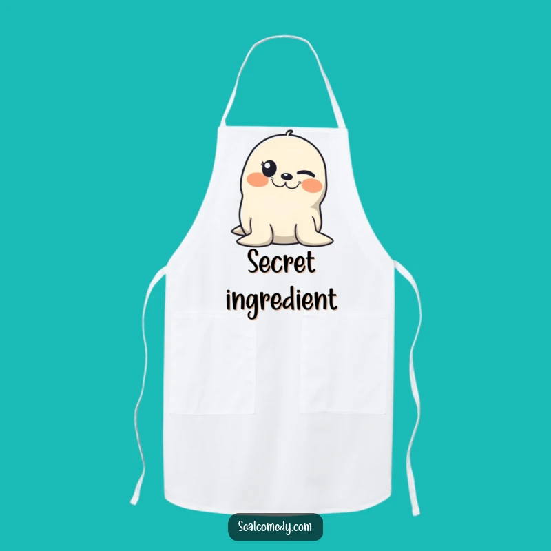 Funny Winking Seal Apron: Cook with Mischievous Flair, Perfect Funny Gift