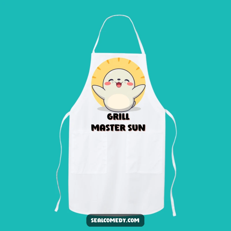 Funny Basking Seal Apron: Cook with Sunny Cheer