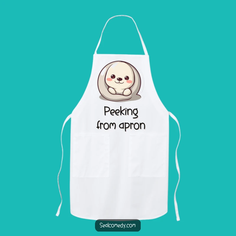 Funny Curious Seal Apron - Keep an Eye on the Cooking!
