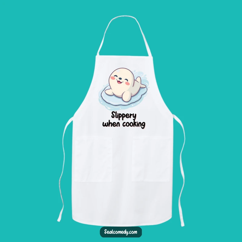 Funny Sliding Seal Grin Apron: Kitchen Fun for Chefs