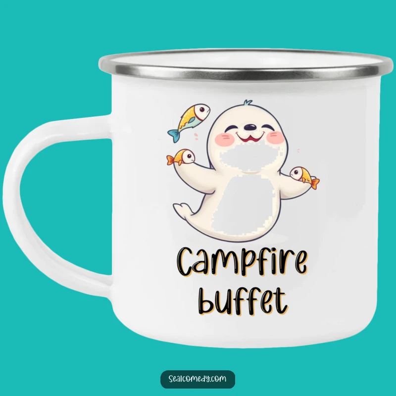 Funny Juggling Seal Camping Mug: Fuel Your Adventures with Laughter