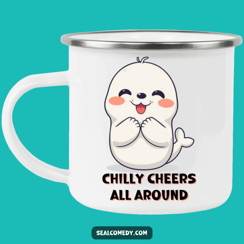 Funny Seal Clap Camping Mug: Adventure Joy, Perfect Gift for Outdoors