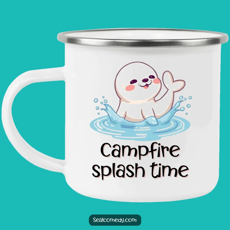 Funny Seal Camping Mug - Playful Water Splash Adventure Gift