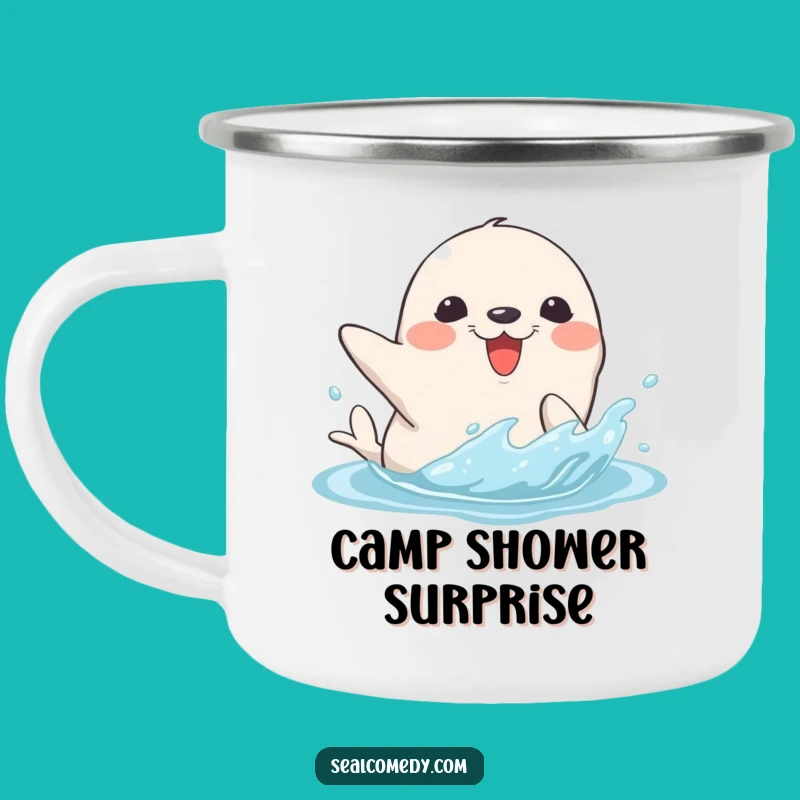 Funny Seal Splash Camping Mug: Outdoor Fun, Perfect Gift for Adventurers