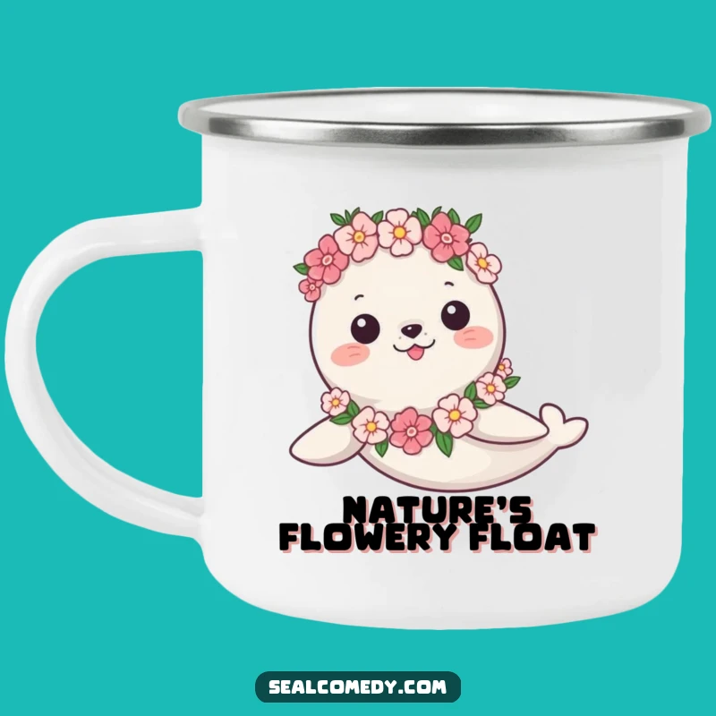 Funny Seal Garland Camping Mug: Graceful Swim Adventure - Rustic Funny Gift