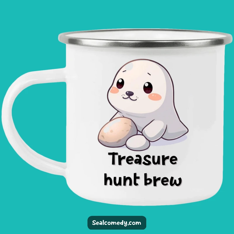 Funny Seal Pebble Nudge Camping Mug: Outdoor Discovery - Adventurous Funny Gift