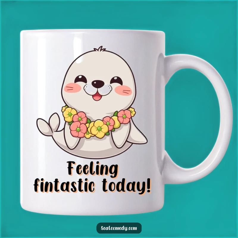 Funny Happy Seal Lei Mug: Tropical Vibes, Perfect Gift for Beach Lovers