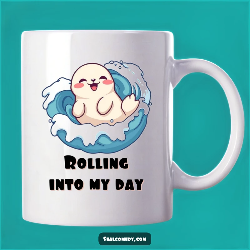 Funny Seal Roll Mug - Playful Wave Delight Gift for Ocean Lovers