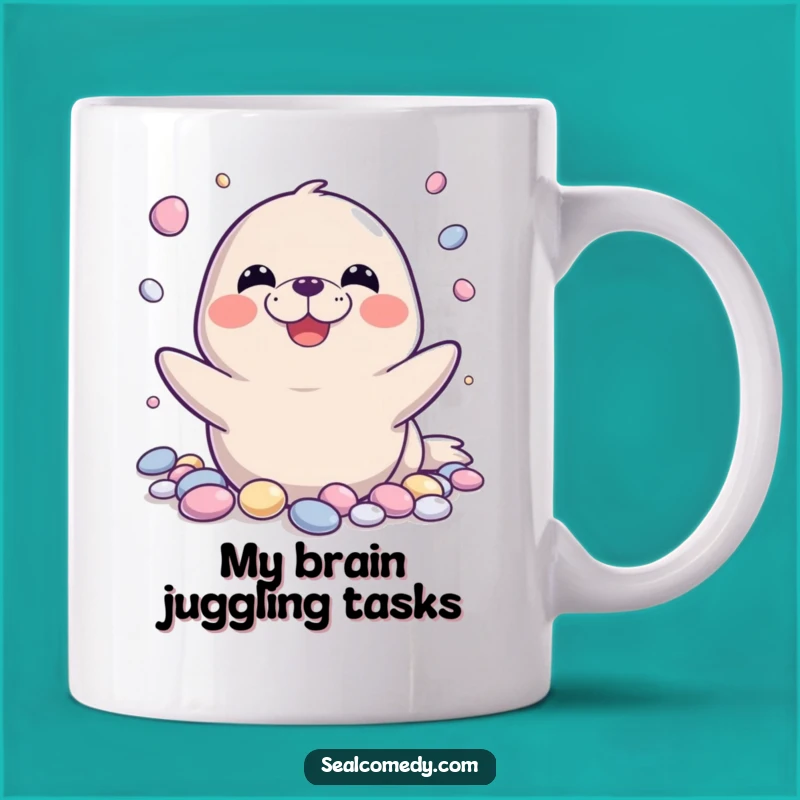 Funny Seal Juggling Pebbles Mug: A Hilarious Gift for Animal Lovers!