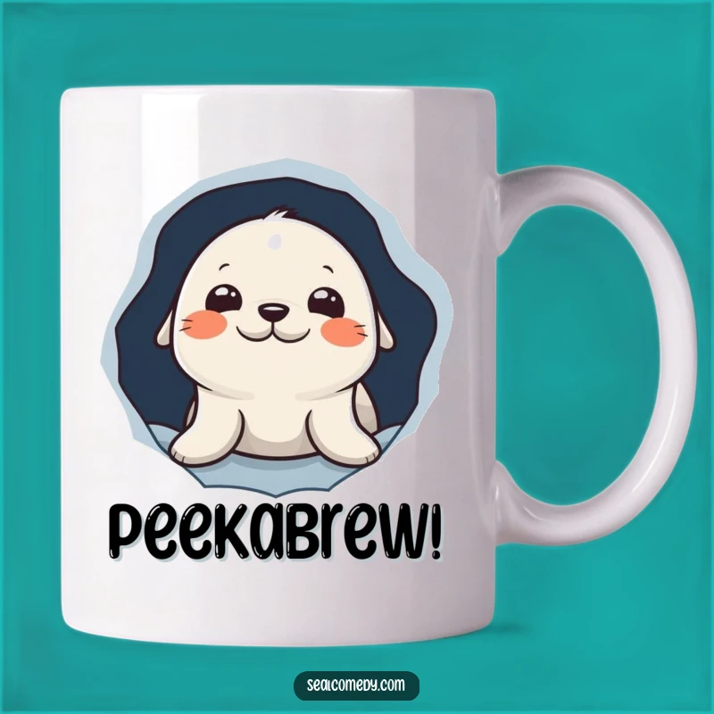 Funny Seal Peeking Mug: Curious Arctic Surprise, Perfect Comedic Gift!