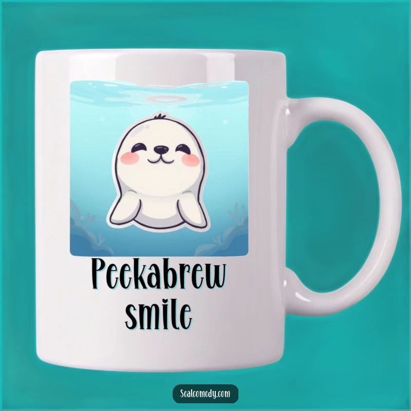Funny Shy Seal Mug: Underwater Peek Design - Adorable & Funny Gift
