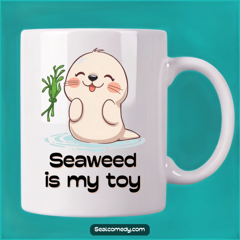 Funny Seal Seaweed Batting Mug: Playful Ocean Humor, Perfect Funny Gift