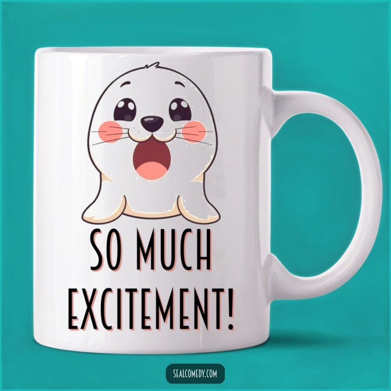 Funny Excited Seal Mug: Wide-Eyed Wonder for Your Morning Brew, Perfect Funny Gift