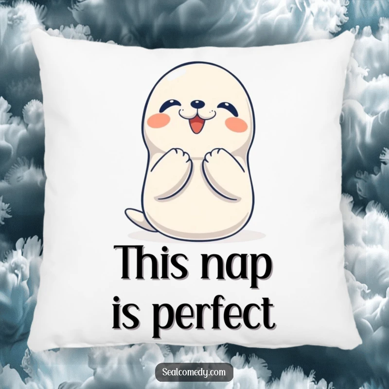 Funny Seal Pillow: A happy seal joyfully claps its flippers, radiating pure delight and adding a touch of humorous coziness.