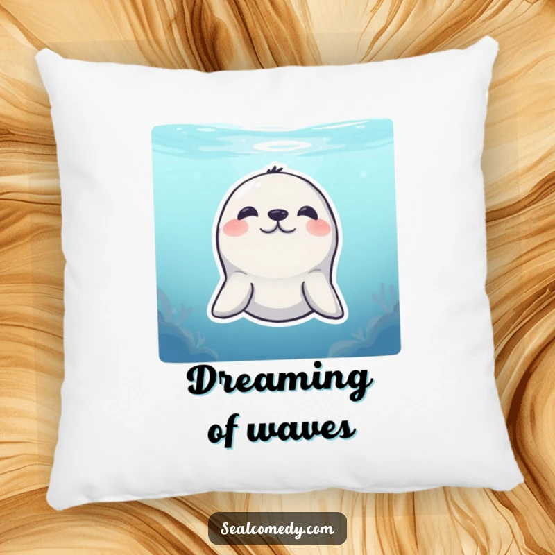 Funny Pillow: A seal with a shy smile peeks from the water, providing humorous comfort and cuteness.