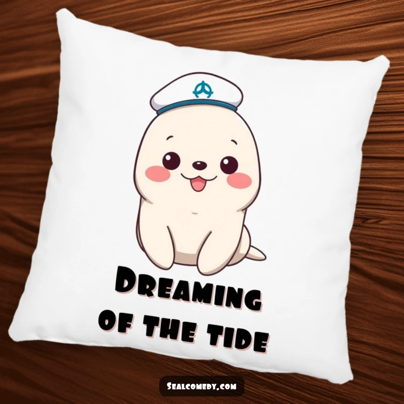 Funny sailor seal pillow with a tiny hat, providing plush comfort and cheerful nautical charm for sea lovers and animal enthusiasts.