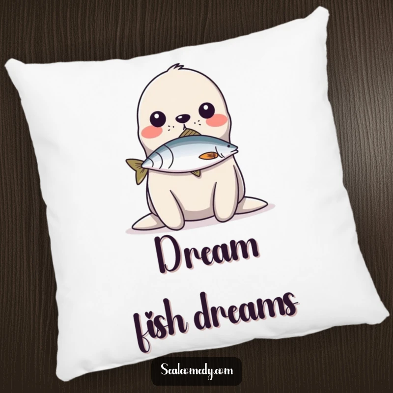Funny Pillow: A seal balances a fish on its nose, offering humorous comfort and a touch of talent.
