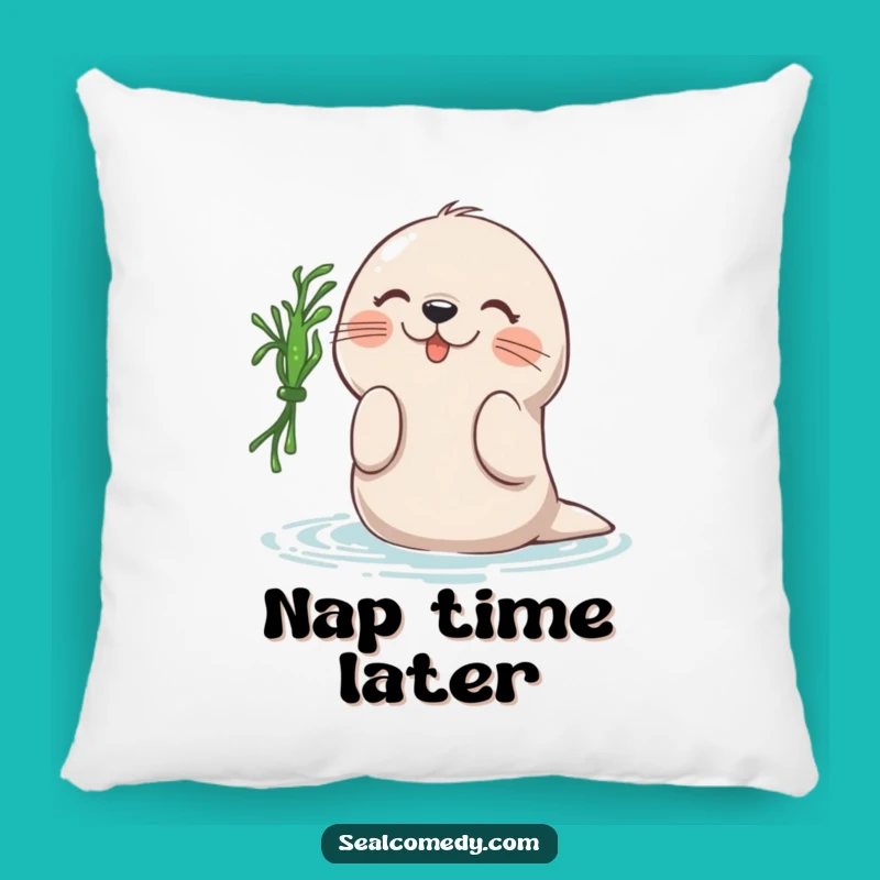 Funny Seal Seaweed Batting Pillow: Cozy Playful Cushion, Perfect Funny Gift