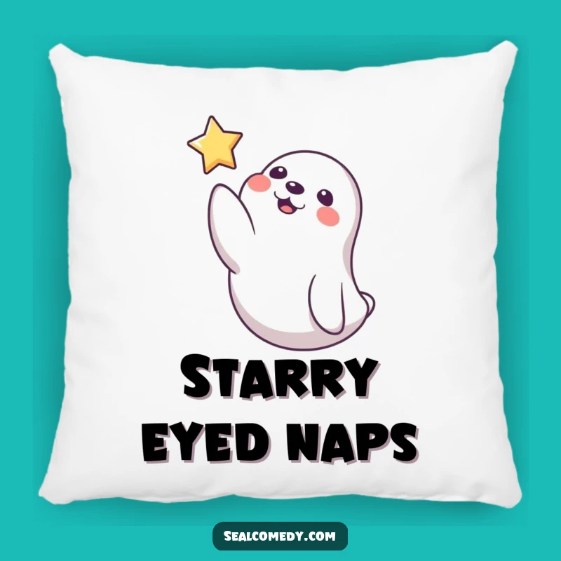 Cozy Funny Playful Seal Star Pillow, Dreamy Decor, Humorous Gift