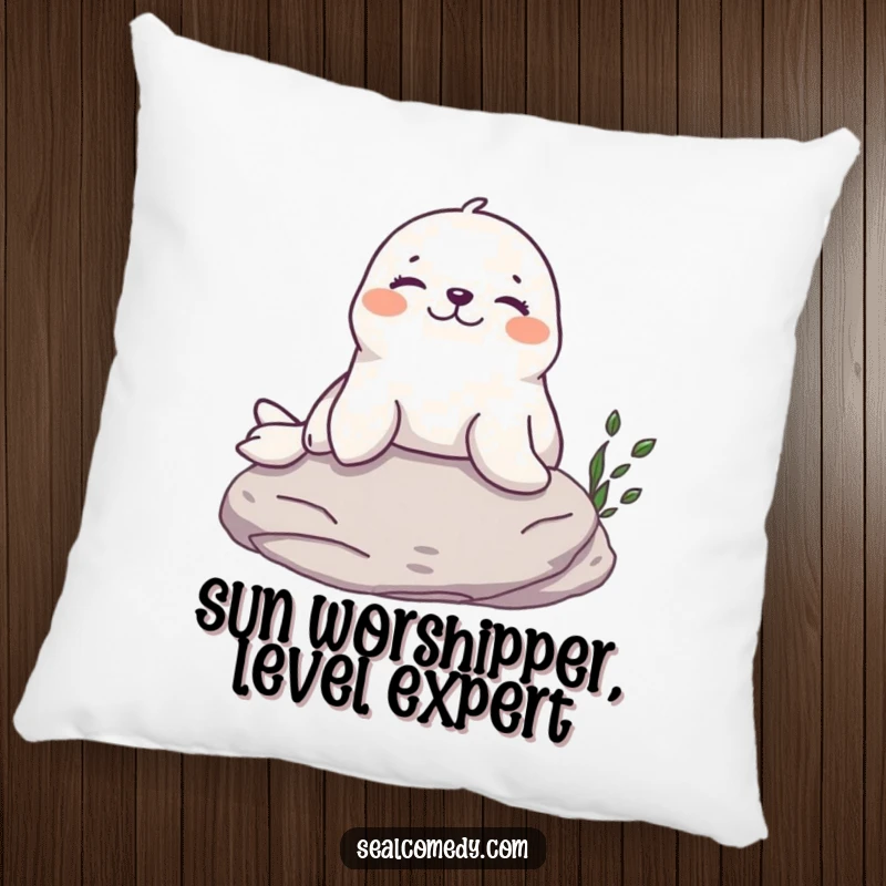 Funny Seal Pillow: A relaxed seal sunbathing on a rock, a humorous and comfortable decorative accent.