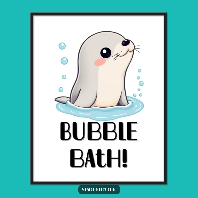 Funny Bubbly Water Seal Digital Print: Instant Refreshment for Your Space