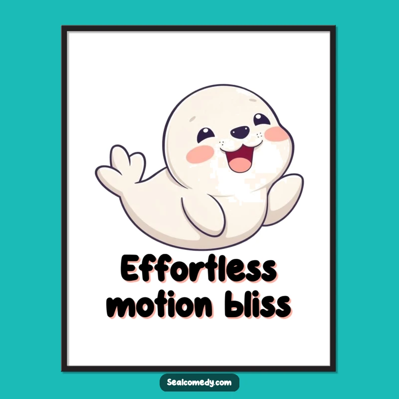 Funny Seal Pup Belly Slide Digital Print - Joyful Smiling Pup Wall Art Gift