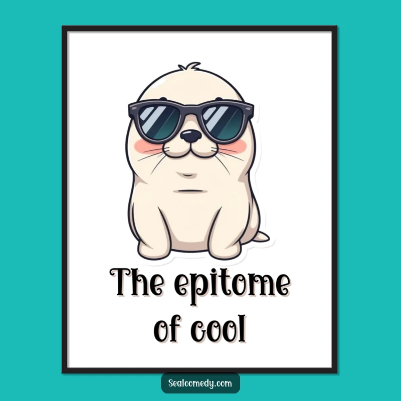 Funny Cool Seal Digital Art - Tiny Sunglasses Relaxed Print