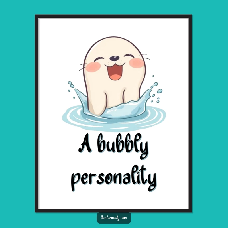 Funny Giggling Seal Digital Art - Splashy Pop-Up Print