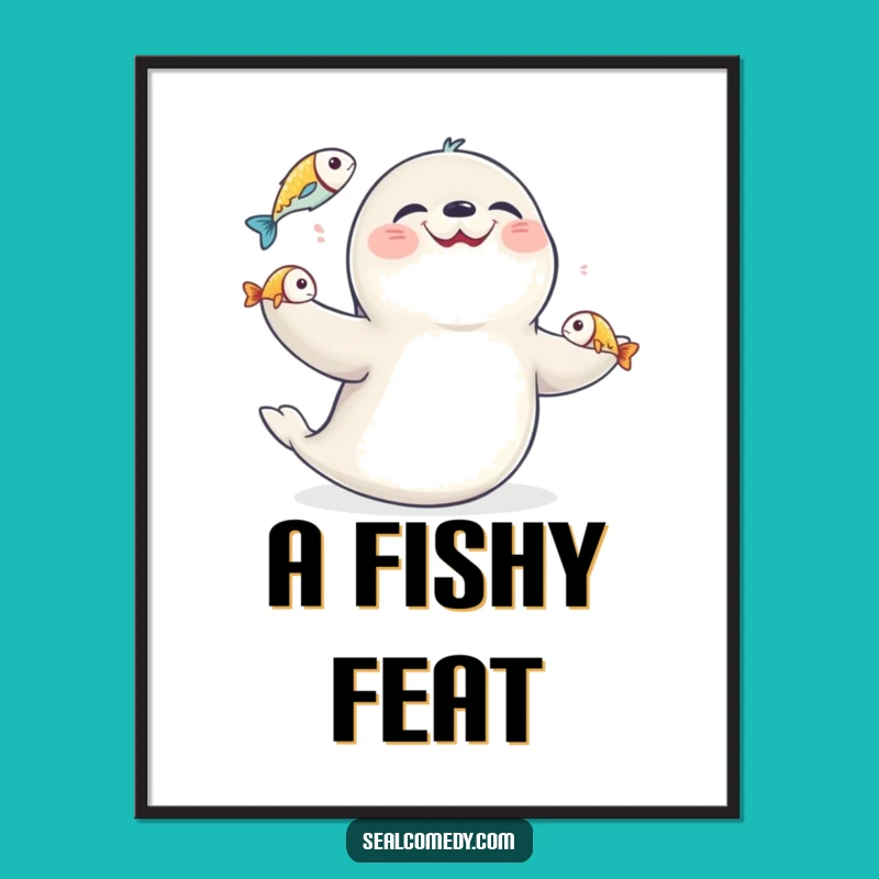 Funny Juggling Seal Digital Art: Instant Aquatic Acrobatics Decor