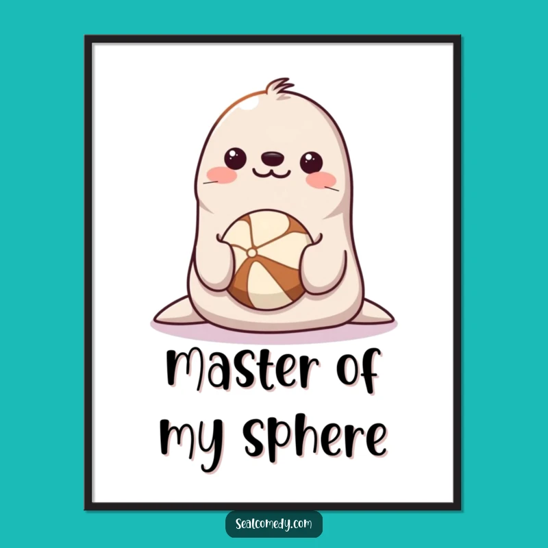 Funny Seal Balancing Digital Print: Instant Performer Art, Perfect Funny Gift
