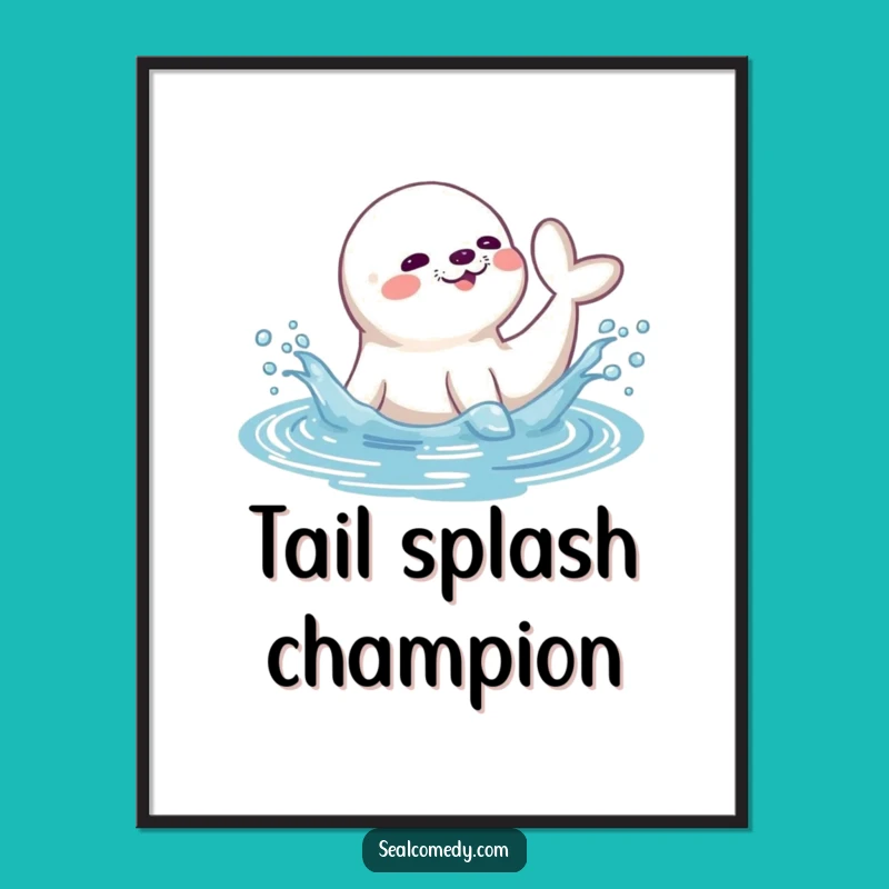 Funny Seal Digital Art - Playful Water Splash Print for Ocean Lovers