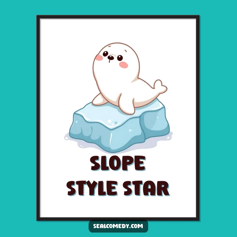 Funny Seal Sliding Digital Art: Instant Arctic Joy, Perfect Quirky Funny Gift!