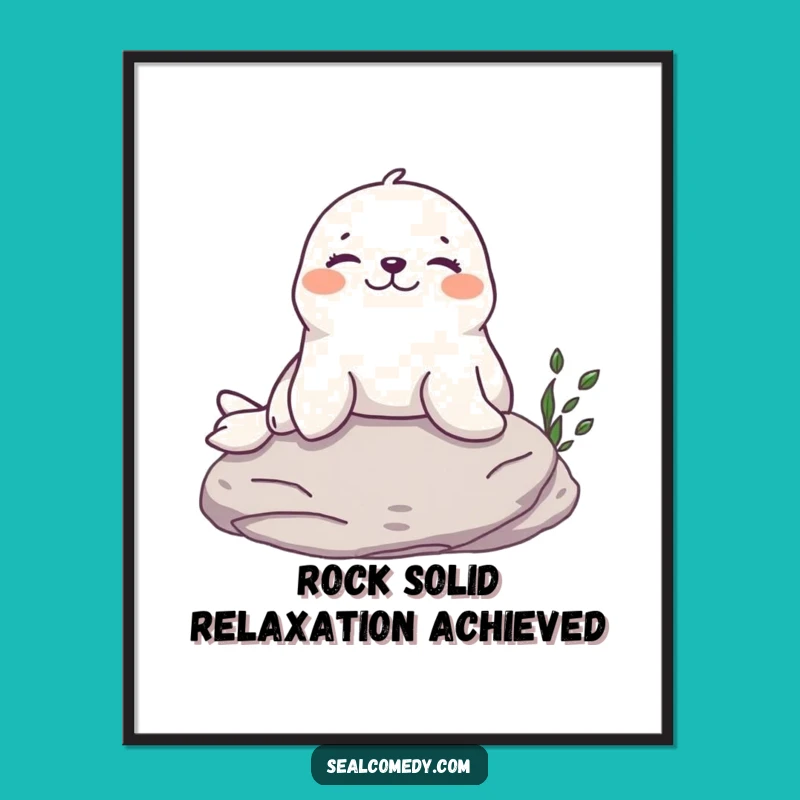 Funny Seal Sunbathing Wall Art: Relaxed Animal Print, Unique Funny Gift for Decor
