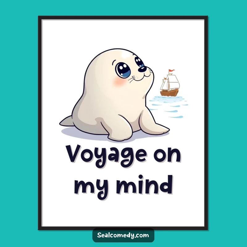 Funny Seal Watching Ship Digital Print: Innocent Eyes Art, Instant Funny Gift