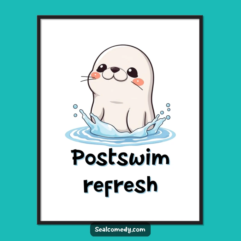 Funny Wet Seal Shake Digital Print: Instant Refreshing Ocean Art