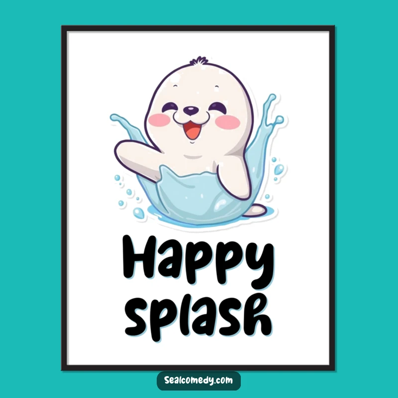 Funny Seal Splashing Digital Art: Instant Joyful Vibes, Perfect Quirky Funny Gift!