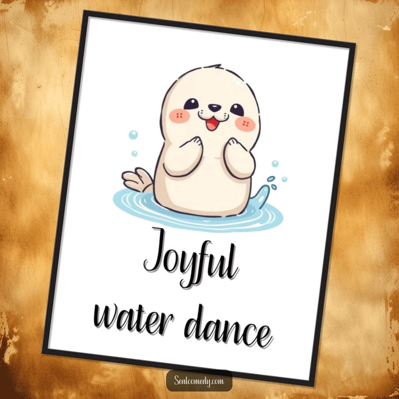 Funny Seal Digital Art: A playful seal with flippers clapping, enjoying a splash in the water, lively and fun.