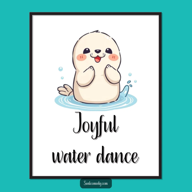 Funny Seal Splashing Digital Print: Instant Water Art, Perfect Funny Gift