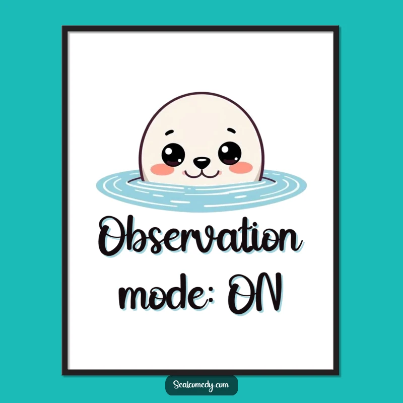 Funny Curious Seal Peeking Digital Art: Instant Wonder with This Hilarious Marine Observer