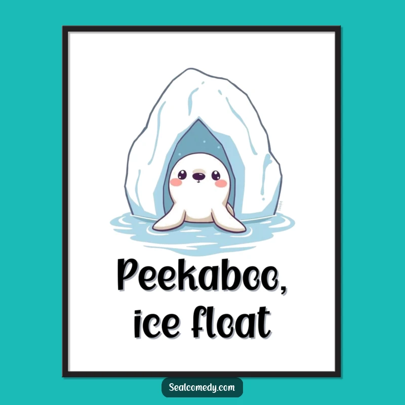 Funny Seal Iceberg Digital Print: Instant Arctic Art, Perfect Funny Gift