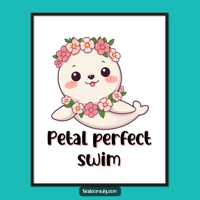 Funny Seal Garland Print: Graceful Swim Art - Elegant Humorous Wall Decor
