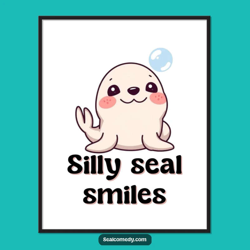 Funny Silly Seal Bubble Digital Print: Instant Whimsical Decor