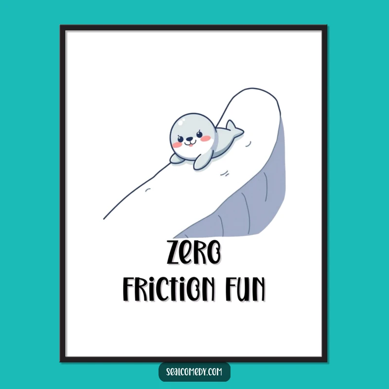 Funny Seal Sliding Digital Print: Waterproof Adventure Wall Art