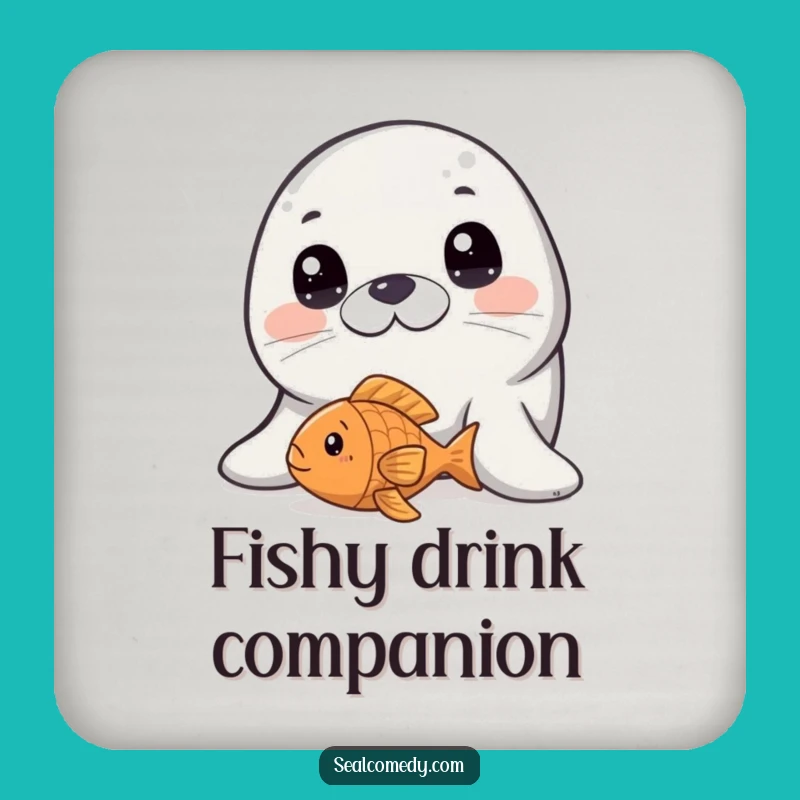 Funny Innocent Seal Fish Toy Drink Coaster: Protect with Charm