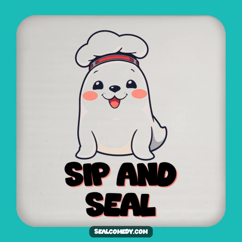 Funny Chef Seal Drink Coasters: Protect Surfaces with Culinary Charm, Set of Funny Gifts