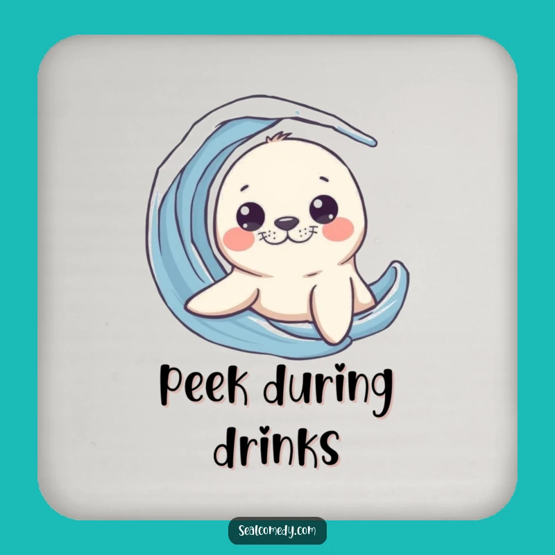 Funny Seal Peek Coasters - Protect Surfaces with Curiosity!