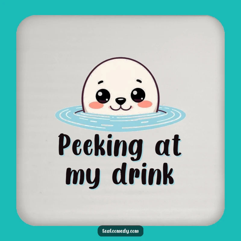 Funny Curious Seal Peeking Drink Coaster: Protect Surfaces with This Hilarious Ocean Watcher